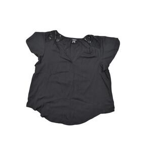 Torrid Size 0 Black Polyester Blouse, Plus, Preowned, Deep V Neck